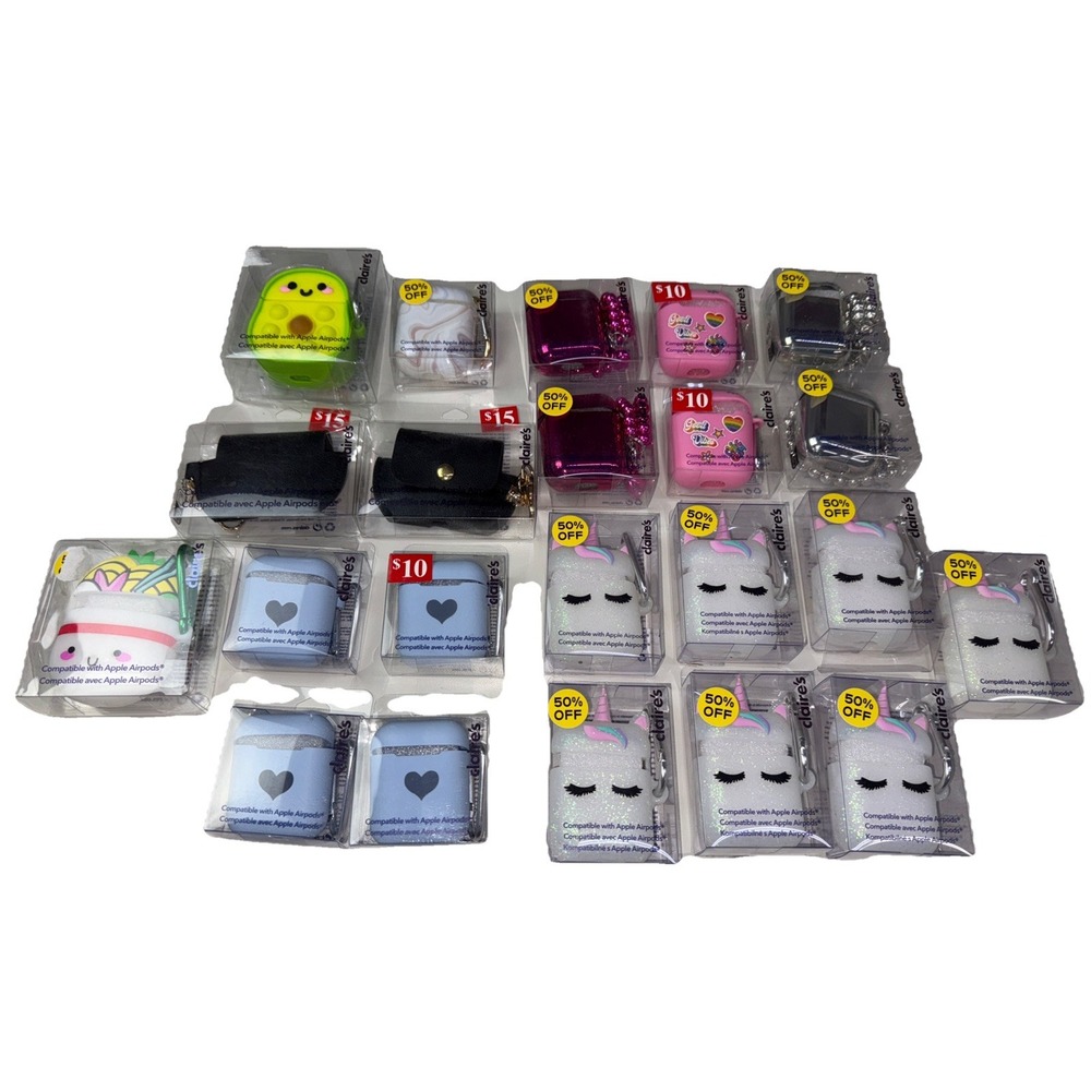 CLAIRE's AIR‎ POD Case Cover Protective Case keychain Ear buds Lot Of 22 4b